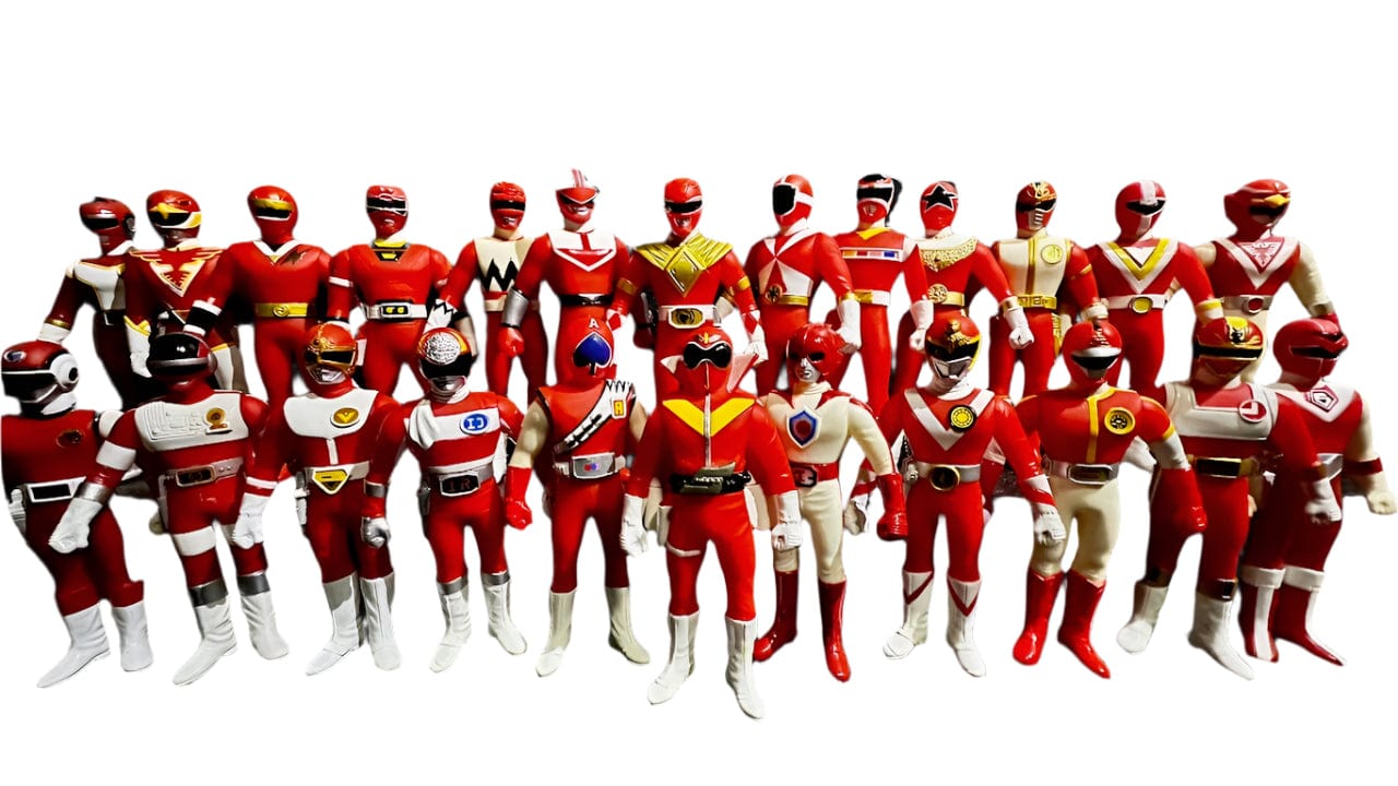 Bandai vinyl figure [LOOSE] Super Sentai Series 25th Anniversary Red Ranger SET of 24 (Missing Gao Red Soft Vinyl Figure) )