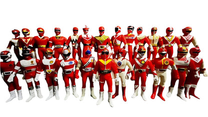 Bandai vinyl figure [LOOSE] Super Sentai Series 25th Anniversary Red Ranger SET of 24 (Missing Gao Red Soft Vinyl Figure) )