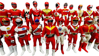 Bandai vinyl figure [LOOSE] Super Sentai Series 25th Anniversary Red Ranger SET of 24 (Missing Gao Red Soft Vinyl Figure) )