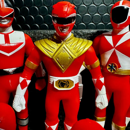 Bandai vinyl figure [LOOSE] Super Sentai Series 25th Anniversary Red Ranger SET of 24 (Missing Gao Red Soft Vinyl Figure) )