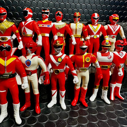 Bandai vinyl figure [LOOSE] Super Sentai Series 25th Anniversary Red Ranger SET of 24 (Missing Gao Red Soft Vinyl Figure) )