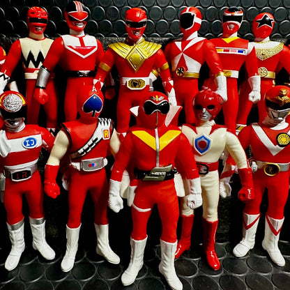 Bandai vinyl figure [LOOSE] Super Sentai Series 25th Anniversary Red Ranger SET of 24 (Missing Gao Red Soft Vinyl Figure) )