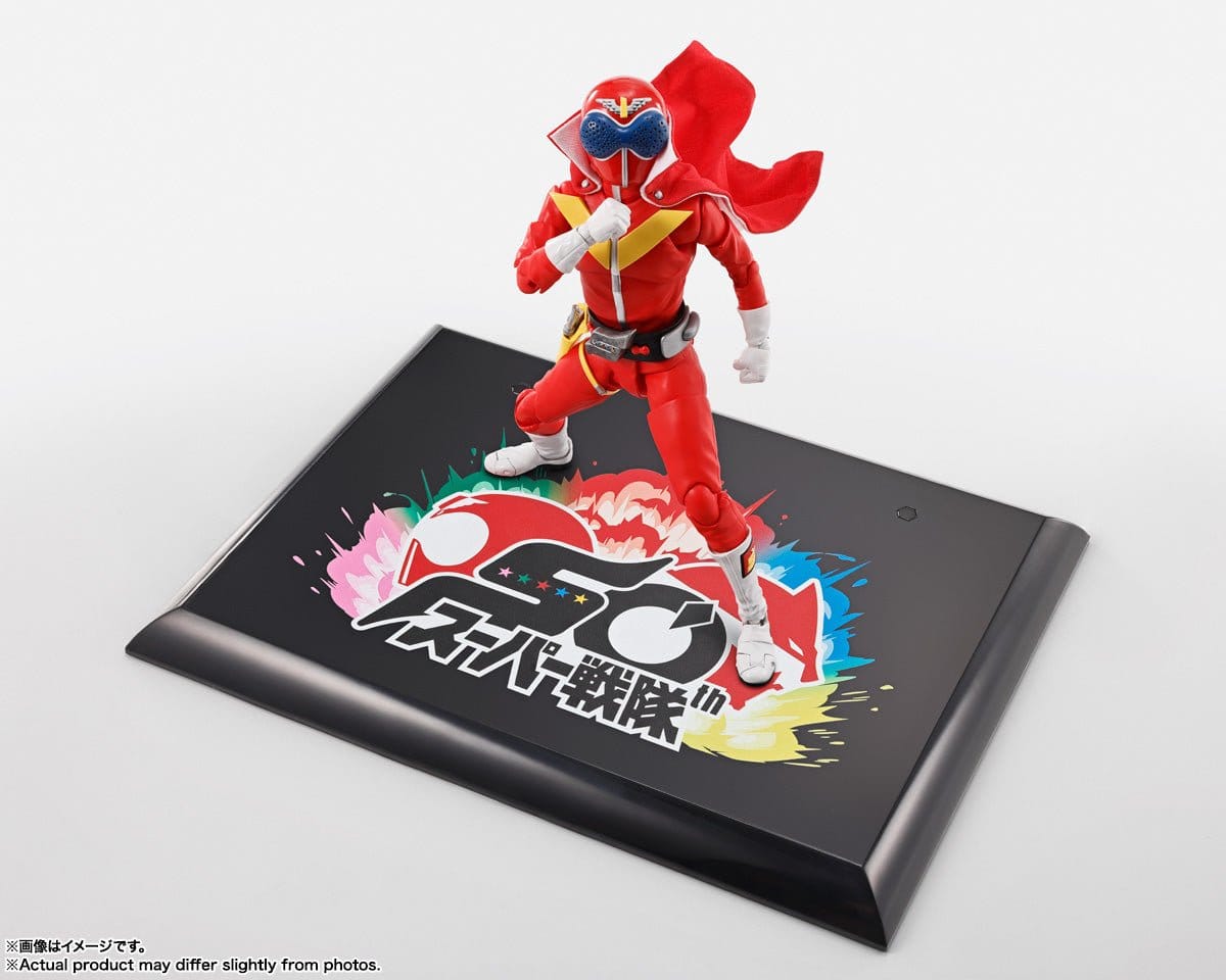 CSTOYS International action figure [BOXED] Himitsu Sentai Gorenger: S.H.Figuarts (Shinkocchou Seihou) Akarenger – Super Sentai 50th Anniversary Ver. (First Press Limited Display Stand Included)
