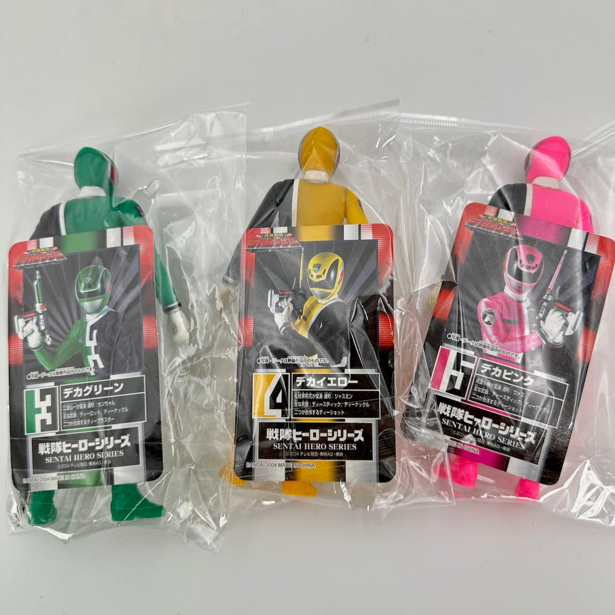 CSTOYS International toy gun [LOOSE] Dekaranger: Deka Red, Blue, Green, Yellow & Pink Soft Vinyl Figure Set with Weapons & Cards