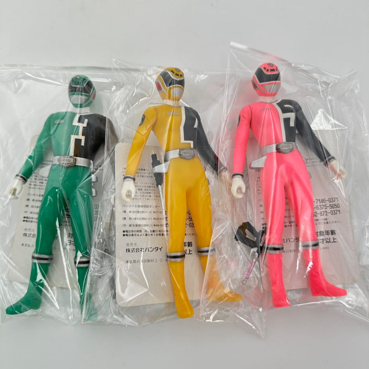 CSTOYS International toy gun [LOOSE] Dekaranger: Deka Red, Blue, Green, Yellow & Pink Soft Vinyl Figure Set with Weapons & Cards