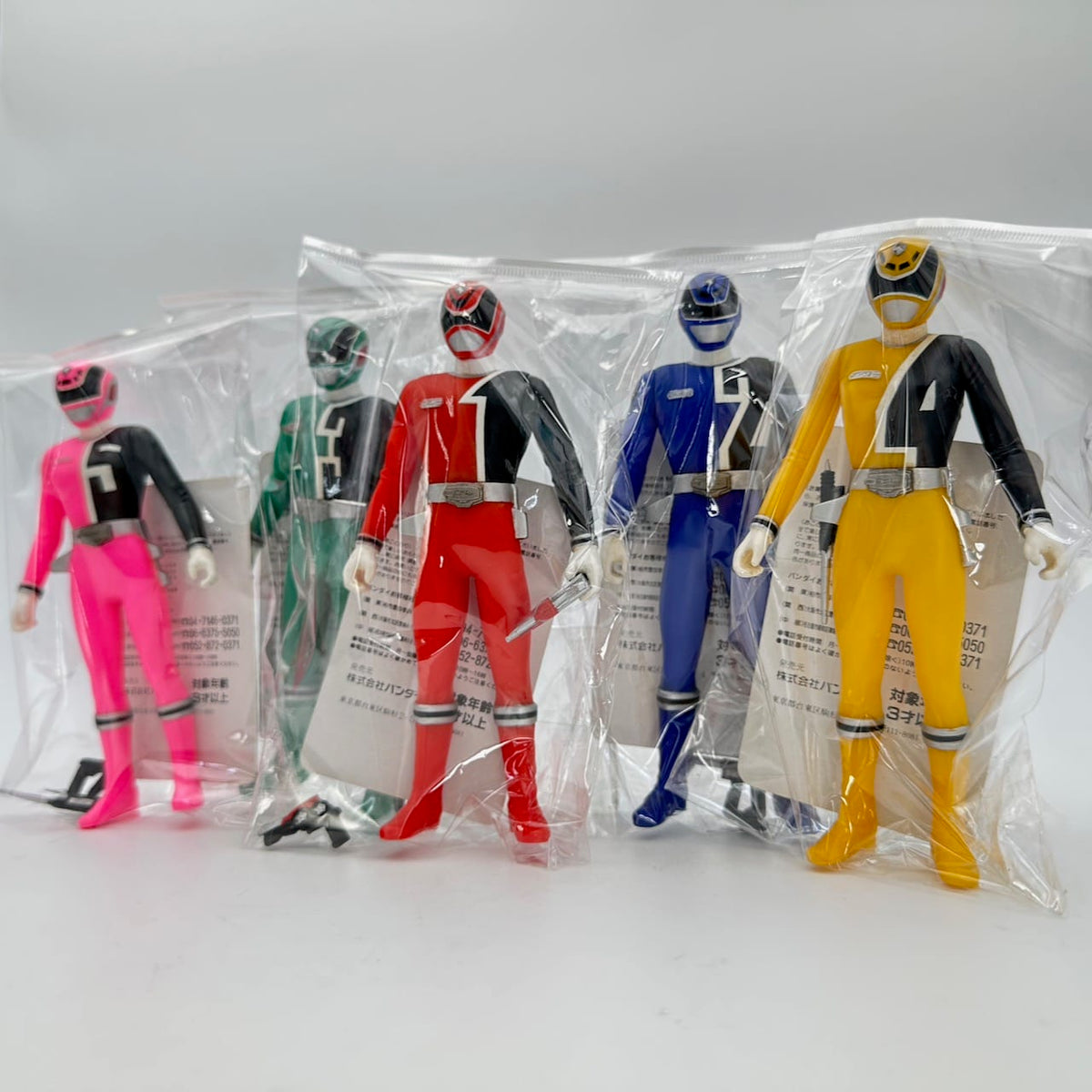 CSTOYS International toy gun [LOOSE] Dekaranger: Deka Red, Blue, Green, Yellow & Pink Soft Vinyl Figure Set with Weapons & Cards