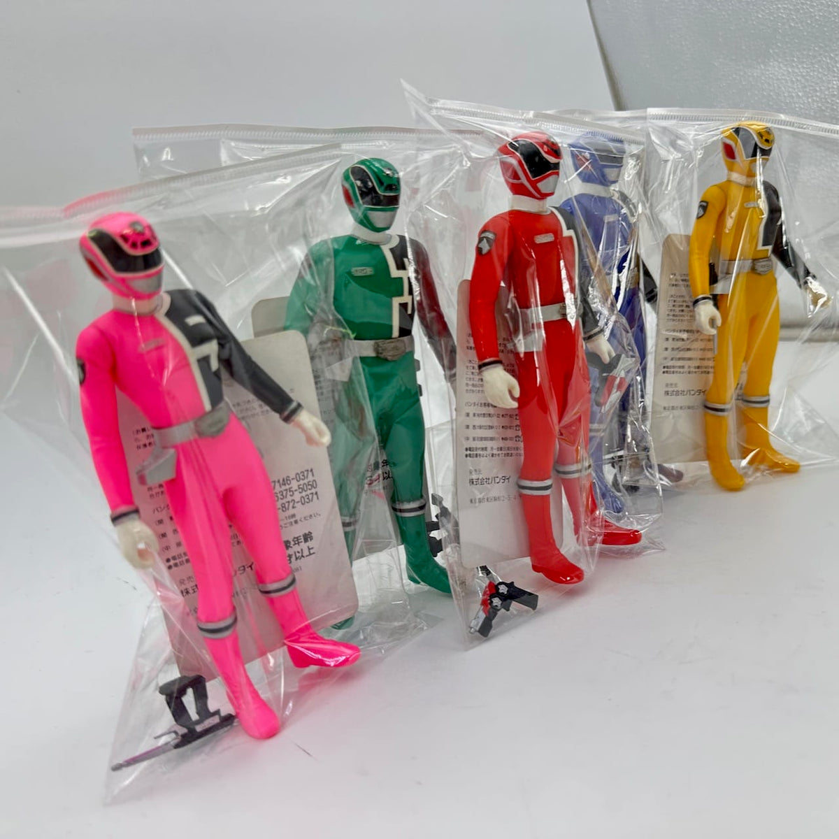 CSTOYS International toy gun [LOOSE] Dekaranger: Deka Red, Blue, Green, Yellow & Pink Soft Vinyl Figure Set with Weapons & Cards