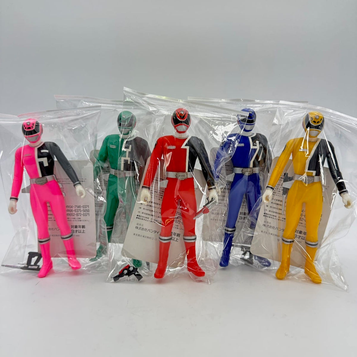CSTOYS International toy gun [LOOSE] Dekaranger: Deka Red, Blue, Green, Yellow & Pink Soft Vinyl Figure Set with Weapons & Cards