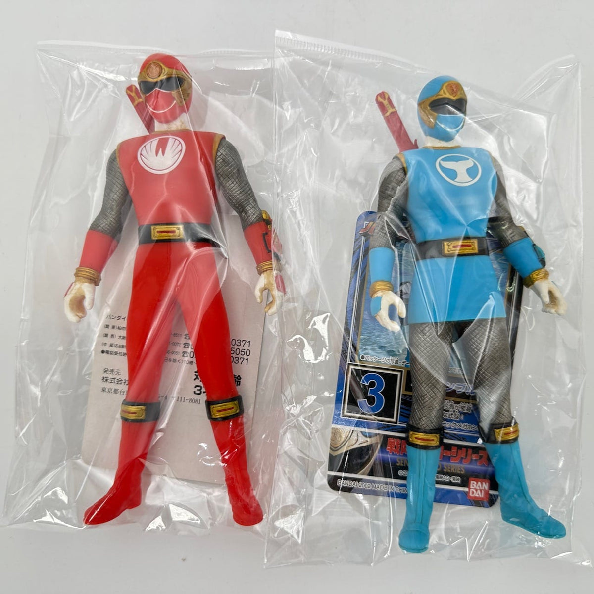 CSTOYS International megazord [LOOSE] Hurricaneger: Hurricane Red, Blue, Yellow & Shurikenger Soft Vinyl Figure Set with All Weapons & Cards