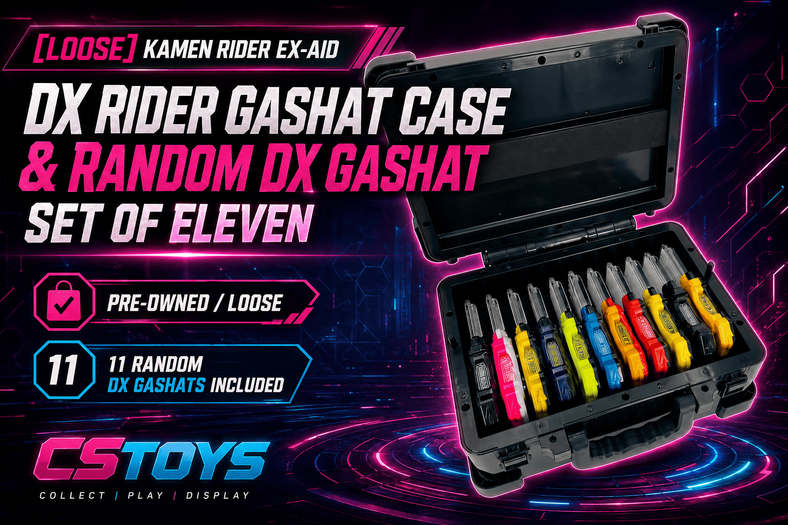 CSTOYS International Sound Toy [LOOSE] Kamen Rider Ex-Aid: DX Rider Gashat Case & Random DX Gashat Set of Eleven